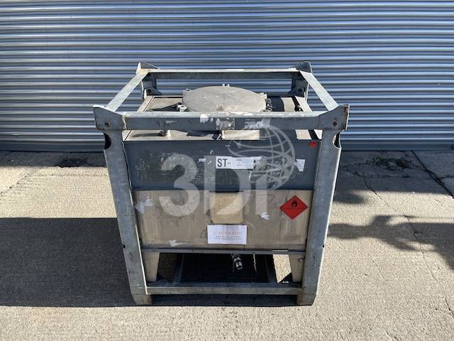 top image of a thyssen 445 litre stainless steel ibc