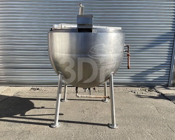 main image of a 1000 litre stainless steel jacketed hemispherical pan