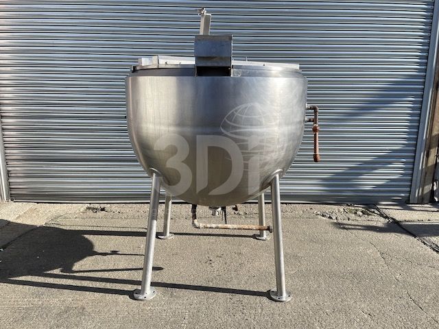 main image of a 1000 litre stainless steel jacketed hemispherical pan