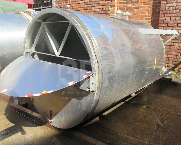 image of 3000 litre stainless storage tank on its side
