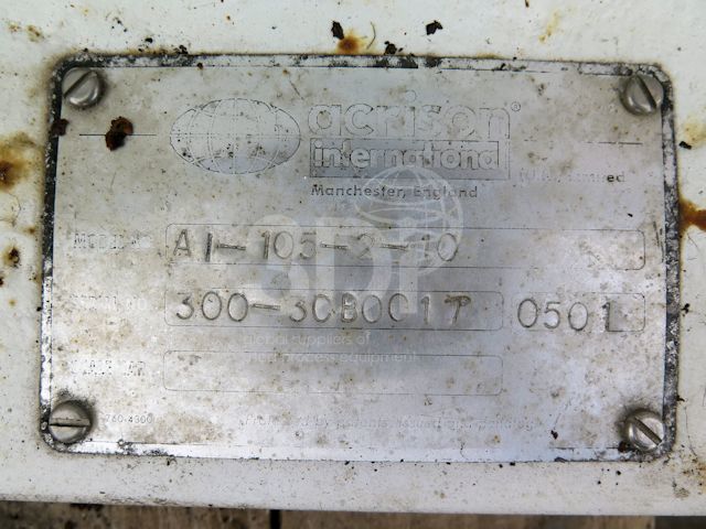 nameplate image of acrison volumetric feeder model a1-150-2-10 stock 2512d