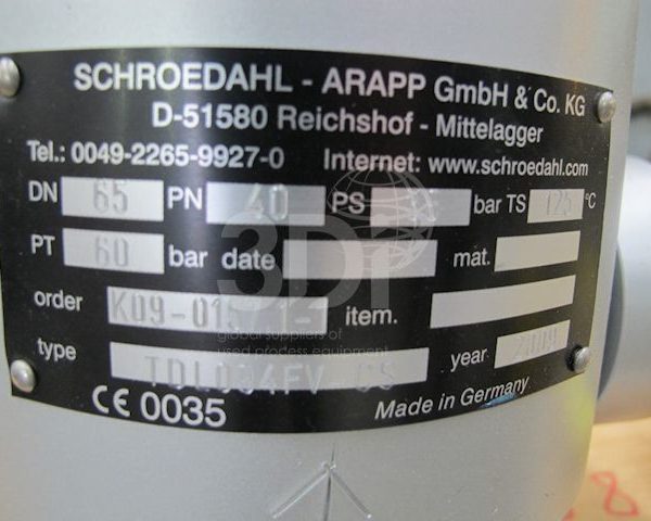 Schroedahl Recirculation Valve Type 094FV nameplate image