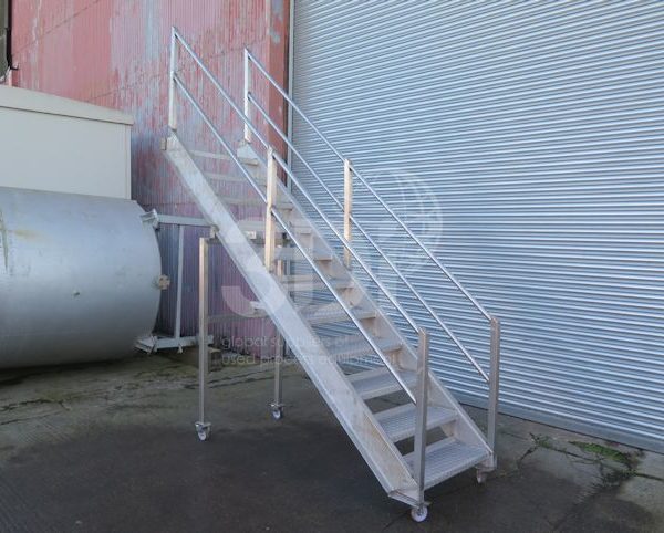 side image of mobile stainless steel steps