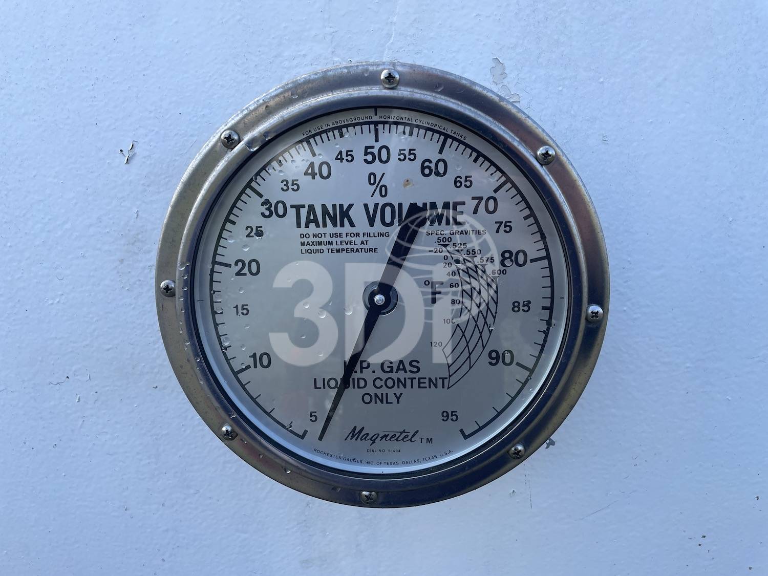 tank volume gauge of a used 27276 litre lpg storage tank