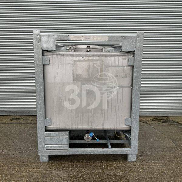 main image of a 1000 litre schafer stainless steel ibc stock id 2878