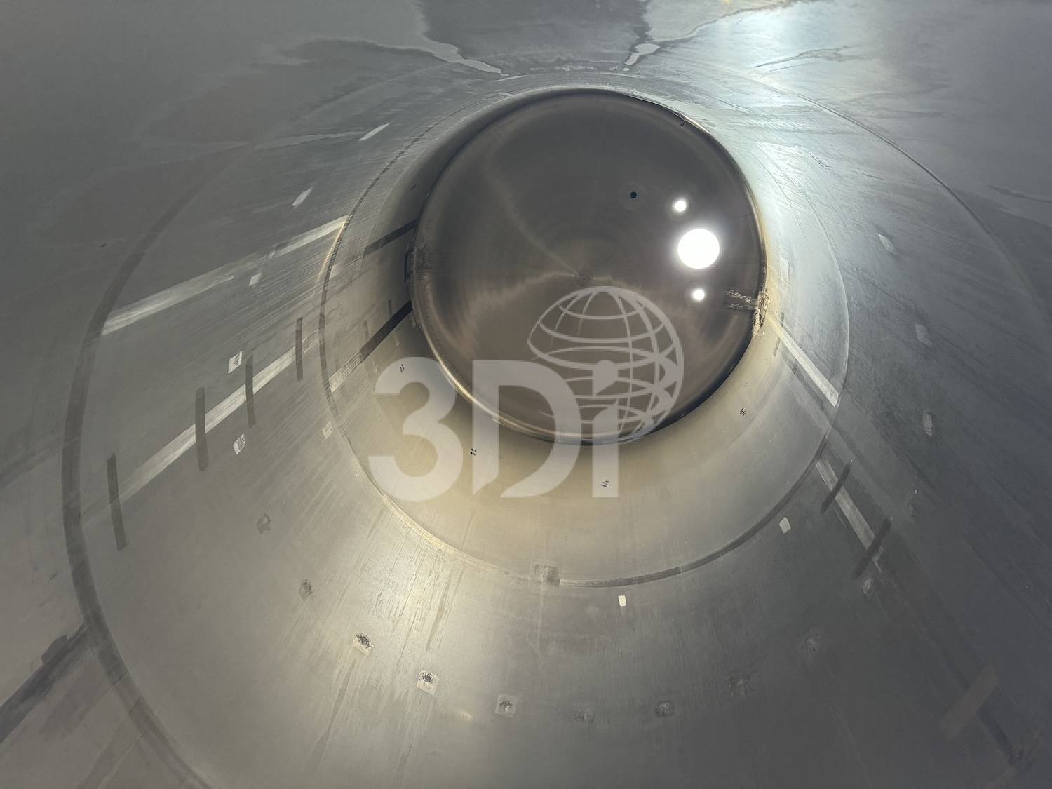 internal photo of a 38500 litre jacketed stainless storage tank