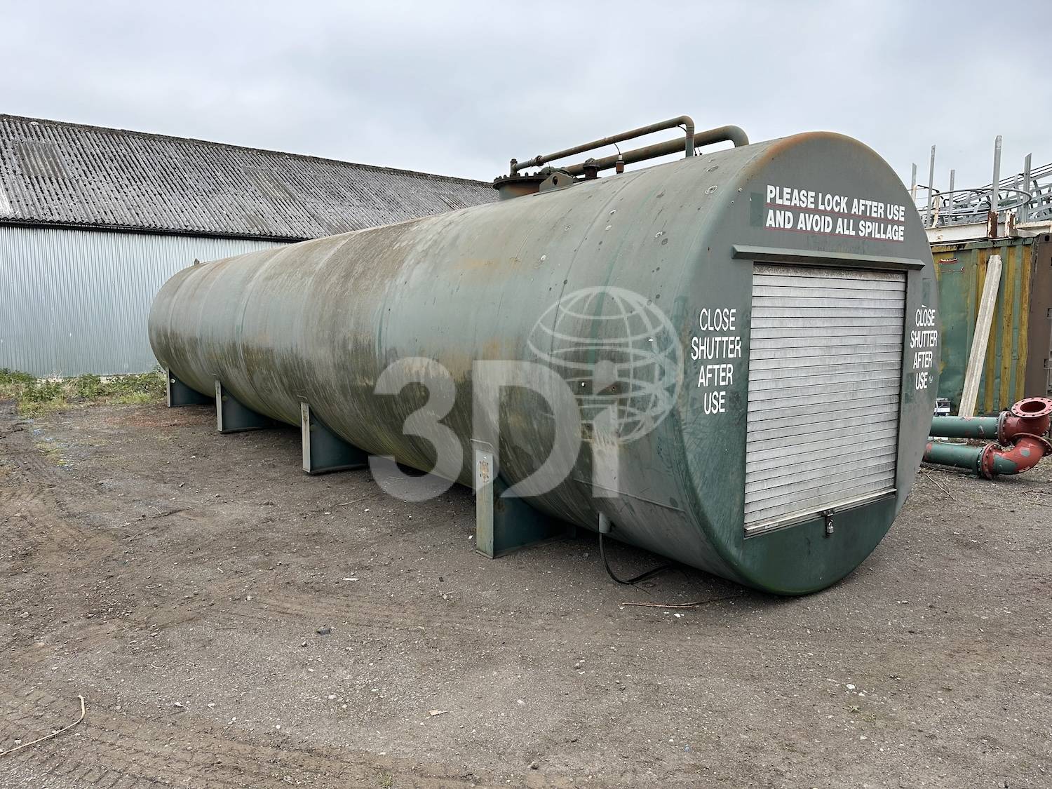 front side image of a used 50000 litre cookson & zinn bunded fuel tank
