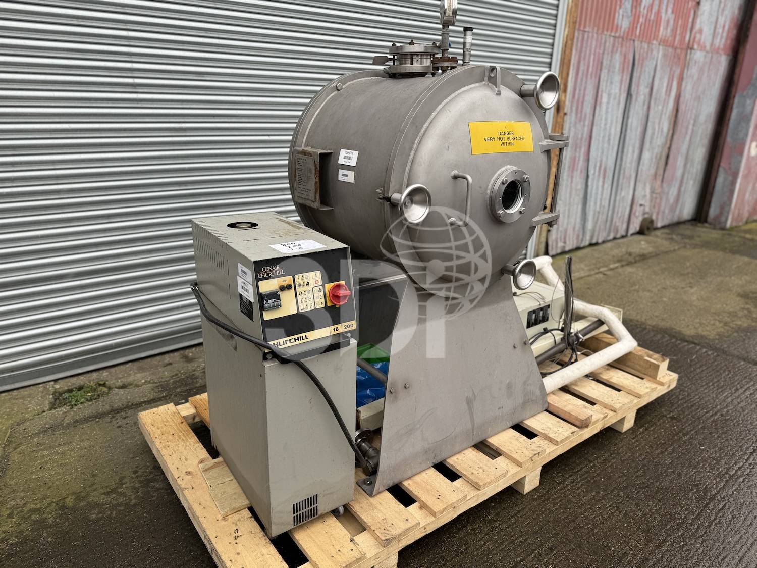 left side image of a mitchell vacuum shelf dryer