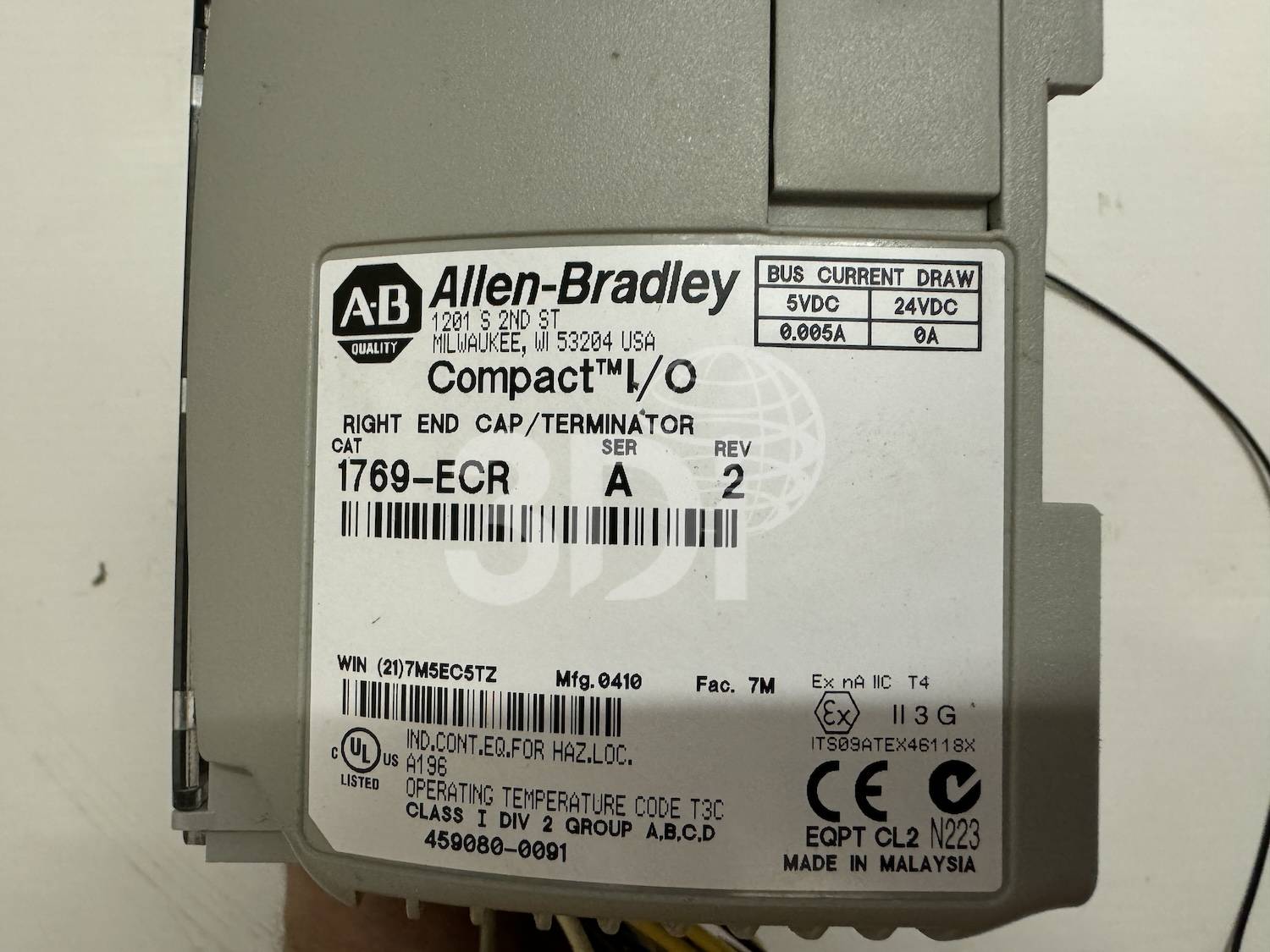 nameplate of a allen-bradley compact logix 1769 L23E QB1B packaged controller