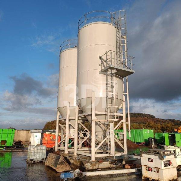 image of 70m3 mid steel silos in situ